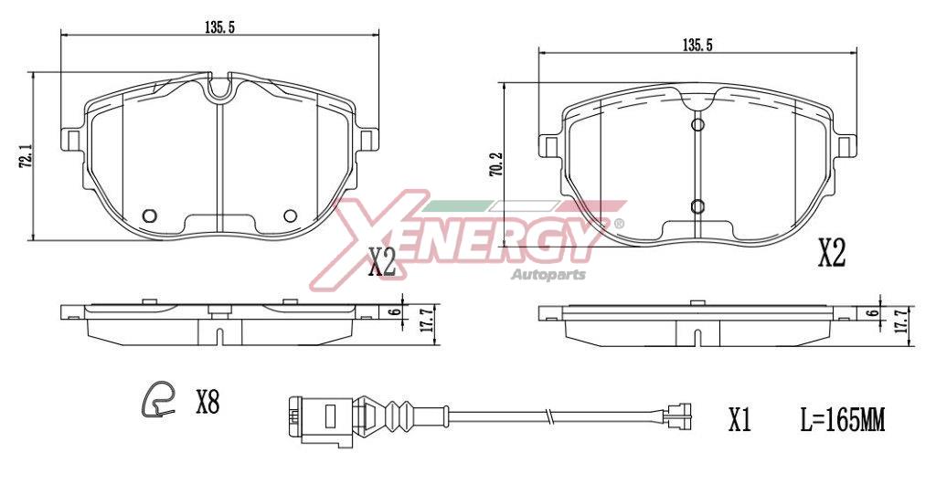 Kit de plaquettes de frein, frein à disque AP XENERGY X41434