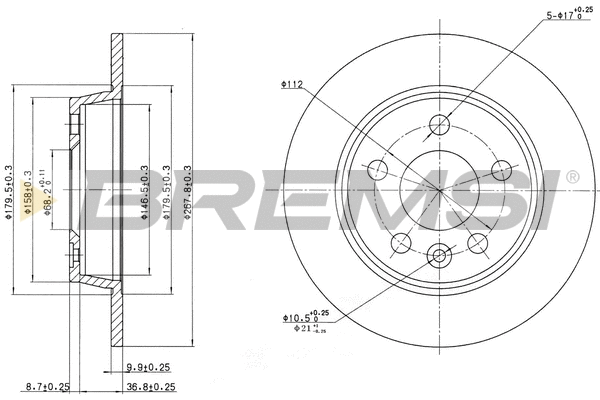 Disque de frein BREMSI CD6847S