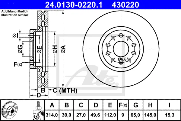Disque de frein ATE-APAC 24.0130-0220.1