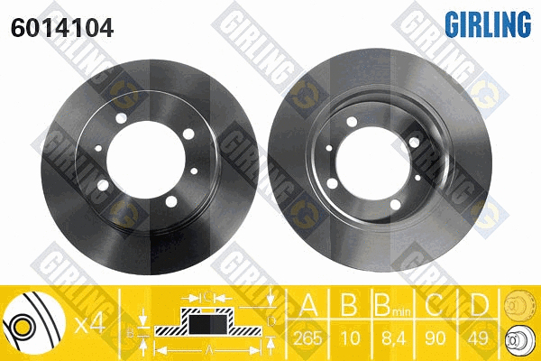 Disque de frein GIRLING 6014104