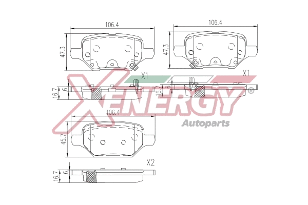 Kit de plaquettes de frein, frein à disque AP XENERGY X41398