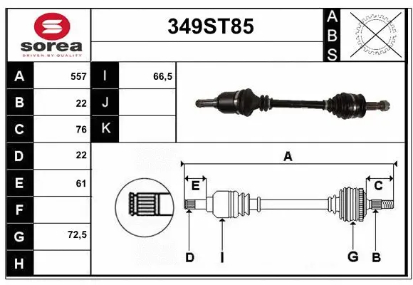 Arbre de transmission STARTCAR 349ST85