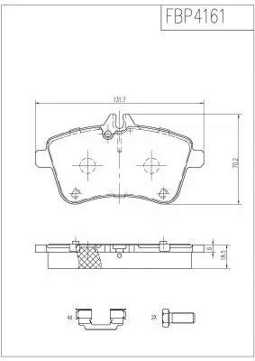 Kit de plaquettes de frein, frein à disque FI.BA FBP4161
