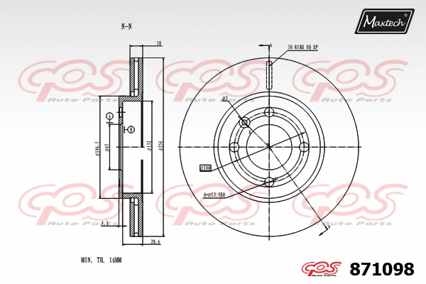 Disque de frein MAXTECH 871098
