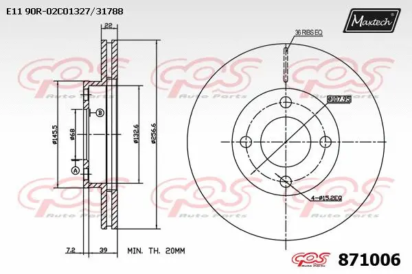 Disque de frein MAXTECH 871006