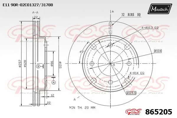Disque de frein MAXTECH 865205