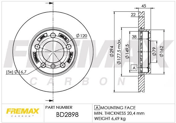 Disque de frein FREMAX BD-2898