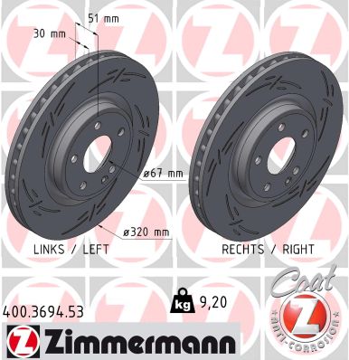 Disque de frein ZIMMERMANN 400.3694.53