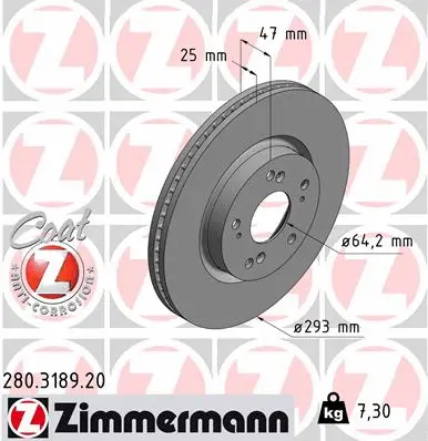 Disque de frein ZIMMERMANN 280.3189.20