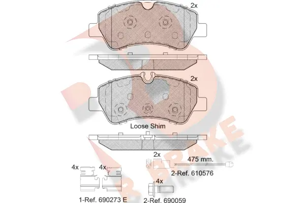 Kit de plaquettes de frein, frein à disque R BRAKE RB2116-203