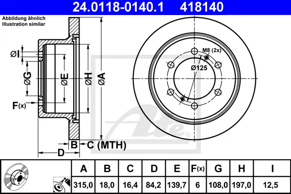 Disque de frein ATE-APAC 24.0118-0140.1