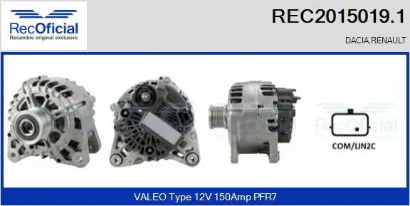 Alternateur RECOFICIAL REC2015019.1