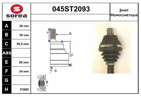 Jeu de joints, arbre de transmission STARTCAR 045ST2093