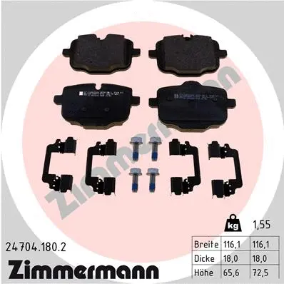 Kit de plaquettes de frein, frein à disque ZIMMERMANN 24704.180.2