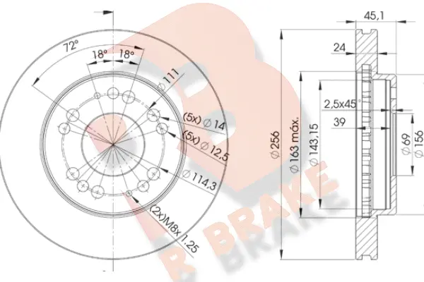 Disque de frein R BRAKE 78RBD28110