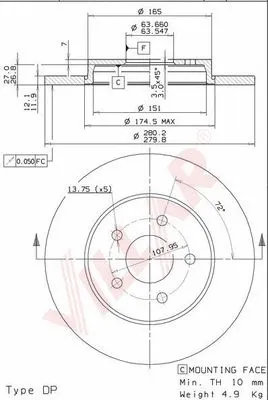 Disque de frein VILLAR 628.1551