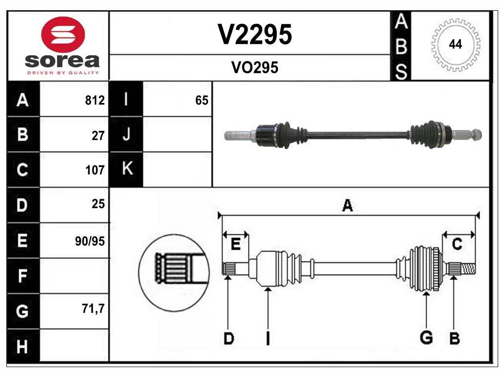 Arbre de transmission SNRA V2295