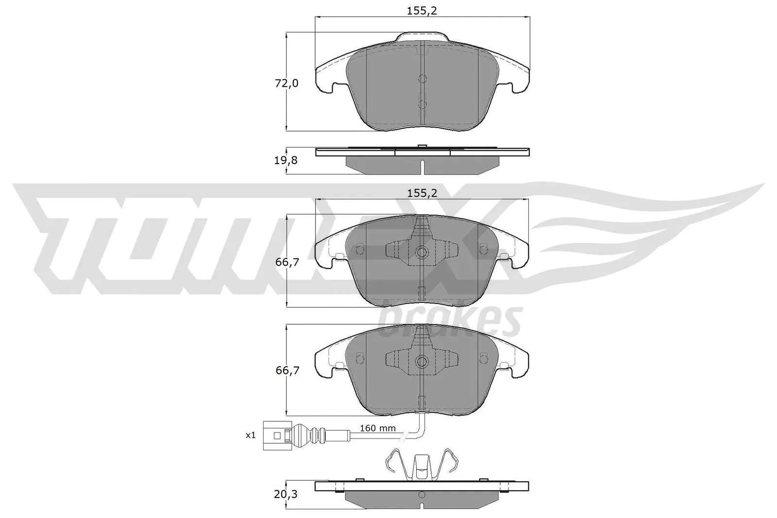 Kit de plaquettes de frein, frein à disque TOMEX Brakes TX 15-82
