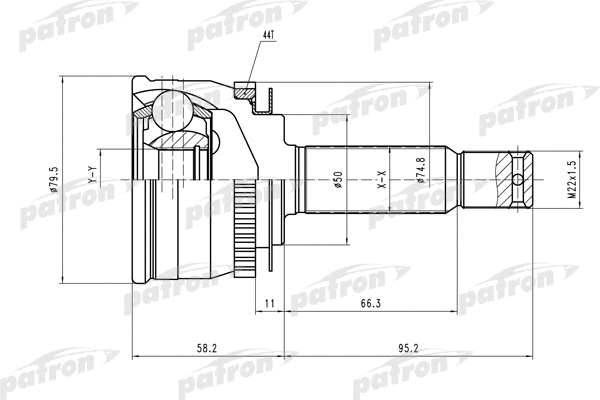 Jeu de joints, arbre de transmission PATRON PCV3902
