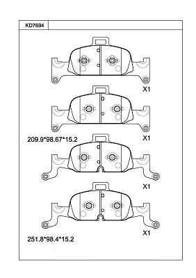 Kit de plaquettes de frein, frein à disque ASIMCO KD7694