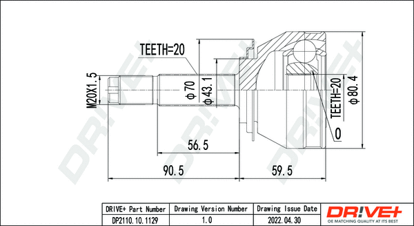Jeu de joints, arbre de transmission Dr!ve+ DP2110.10.1129