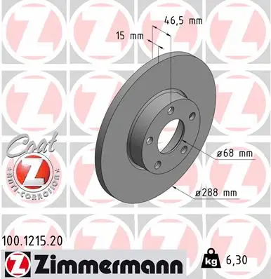 Disque de frein ZIMMERMANN 100.1215.20