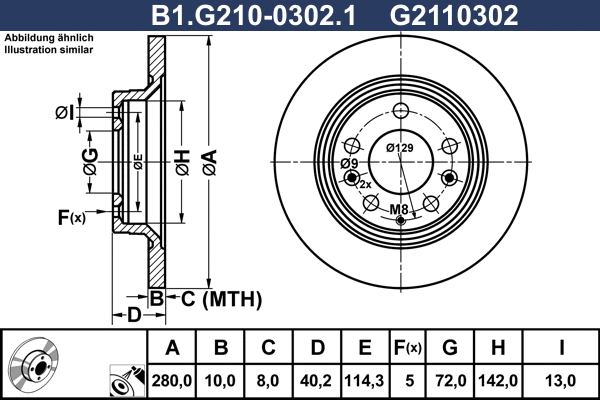 Disque de frein GALFER B1.G210-0302.1