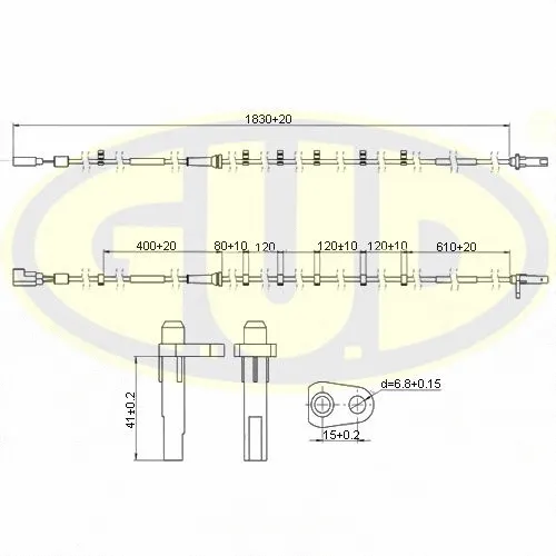 Capteur, vitesse de roue G.U.D. GABS01444