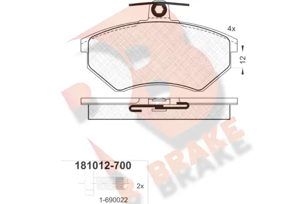 Kit de plaquettes de frein, frein à disque R BRAKE RB1012-700