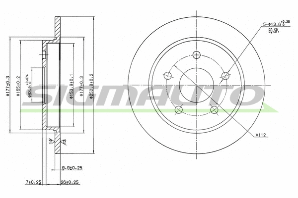 Disque de frein SIGMAUTO DBA232S