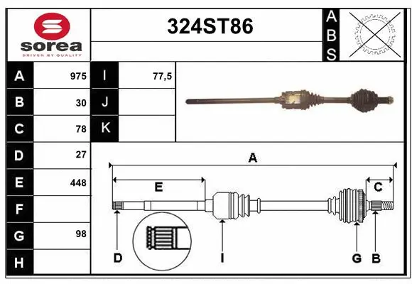 Arbre de transmission STARTCAR 324ST86