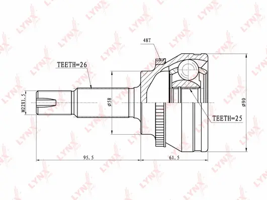Jeu de joints, arbre de transmission LYNXAUTO CO-3647A