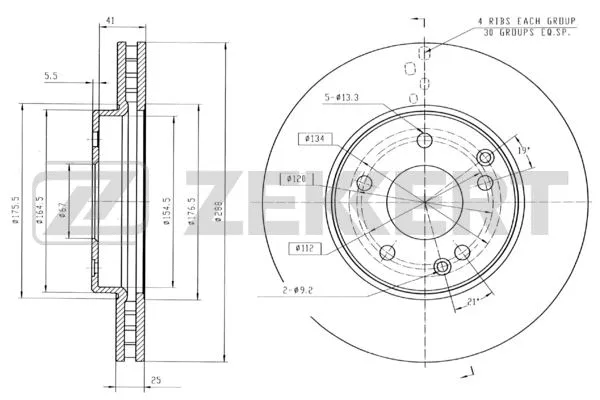 Disque de frein ZEKKERT BS-5289B