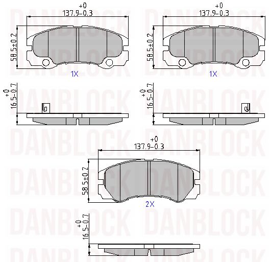 Kit de plaquettes de frein, frein à disque DANBLOCK DB 510370
