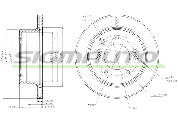 Disque de frein SIGMAUTO DBB543V