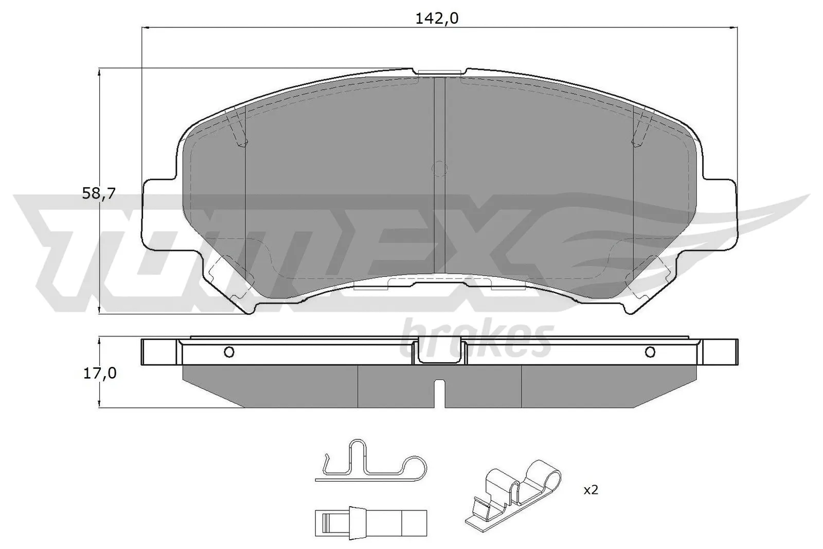 Kit de plaquettes de frein, frein à disque TOMEX Brakes TX 15-97