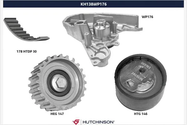 Pompe à eau + kit de courroie crantée HUTCHINSON KH 138WP176