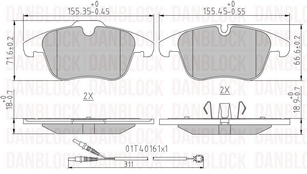 Kit de plaquettes de frein, frein à disque DANBLOCK DB 510929