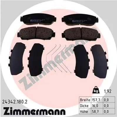 Kit de plaquettes de frein, frein à disque ZIMMERMANN 24342.180.2
