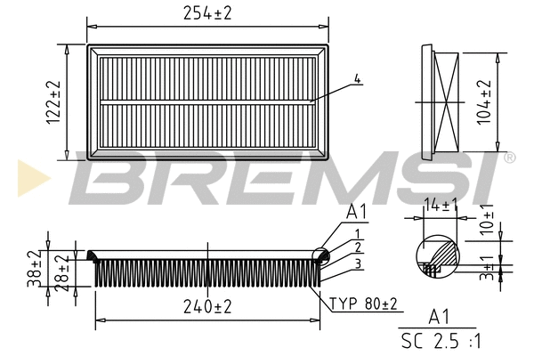 Filtre à air BREMSI FA1100