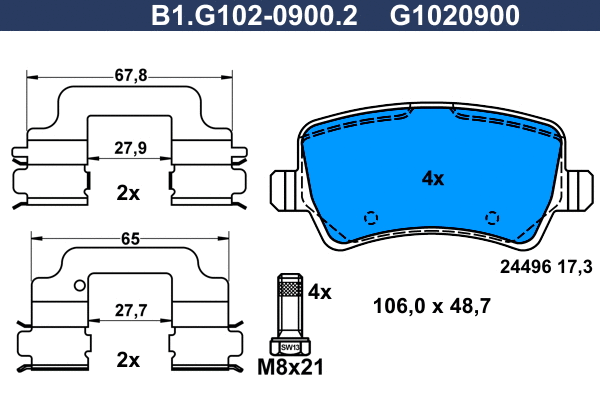 Kit de plaquettes de frein, frein à disque GALFER B1.G102-0900.2