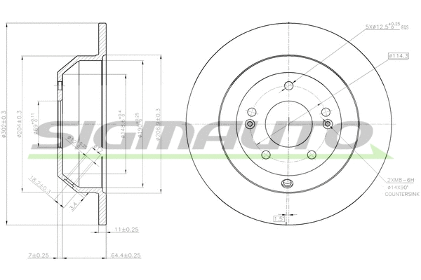 Disque de frein SIGMAUTO DBB873S