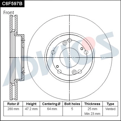 Disque de frein ADVICS C6F597B