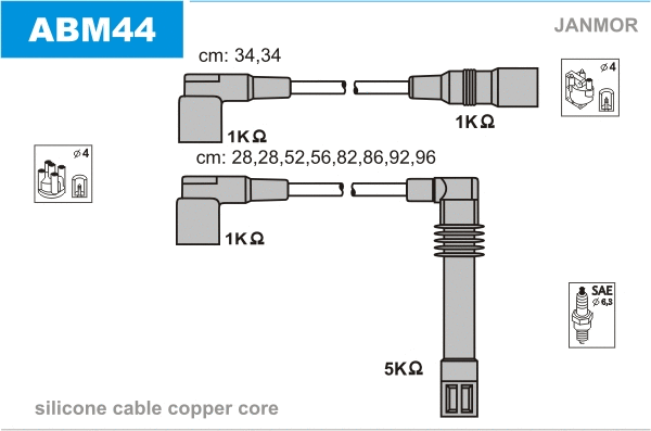 Kit de câbles d'allumage JANMOR ABM44