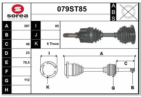 Arbre de transmission STARTCAR 079ST85