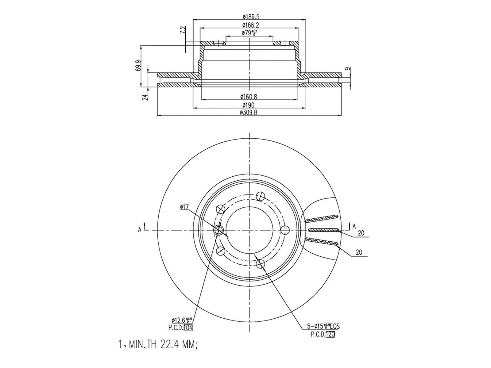 Disque de frein A.Z. Meisterteile AZMT-44-024-1147