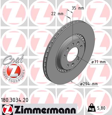 Disque de frein ZIMMERMANN 180.3034.20