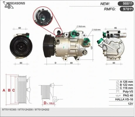 Compresseur, climatisation AHE 97811