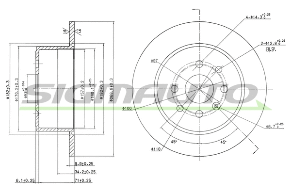 Disque de frein SIGMAUTO DBA329S