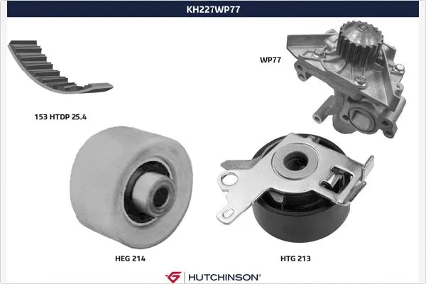 Pompe à eau + kit de courroie crantée HUTCHINSON KH 227WP77